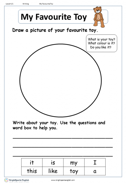 My Favourite Toy English Writing Worksheet â English Treasure Trove